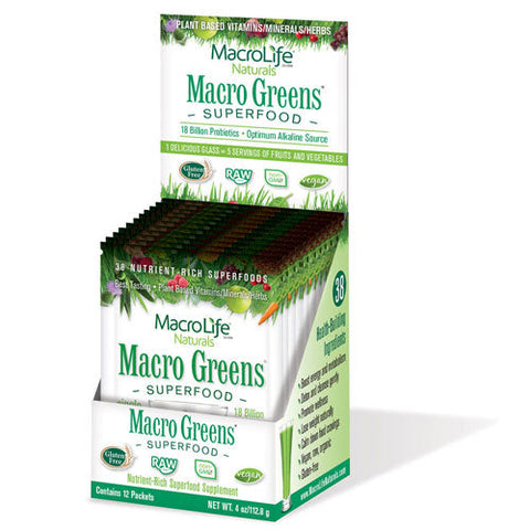 Macrolife Naturals, Macro Greens Nutrient-Rich Super Food Supplement, 12 packets Macrolife Naturals