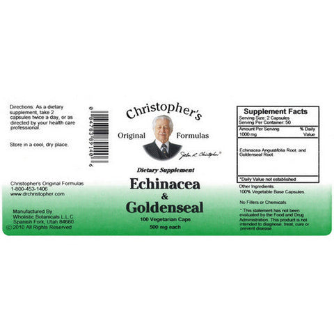 Dr. Christophers Formulas, Echinacea and Goldenseal, 100 caps