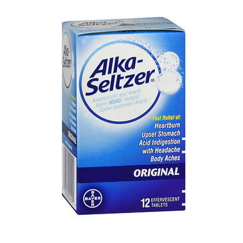 Alka-Seltzer, Buffered Aspirin Pain Reliever Fever Reducer Effervescent Tablets Original, 12 tabs Alka-Seltzer