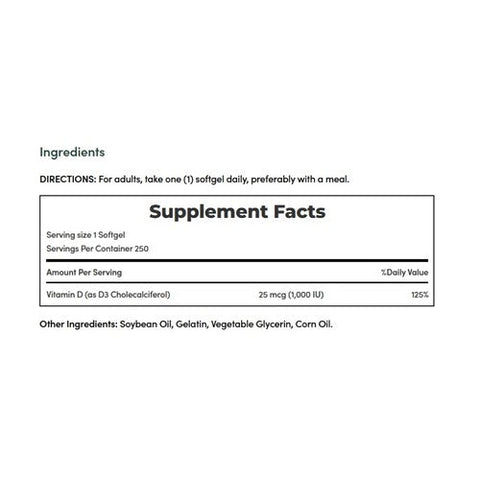 Nature's Bounty, D3 High Potency, 1000 IU, 250 Softgels Nature's Bounty