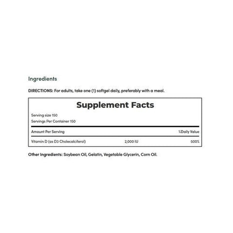 Nature's Bounty, Vitamin D3, 2000 IU, 150 Softgels Nature's Bounty