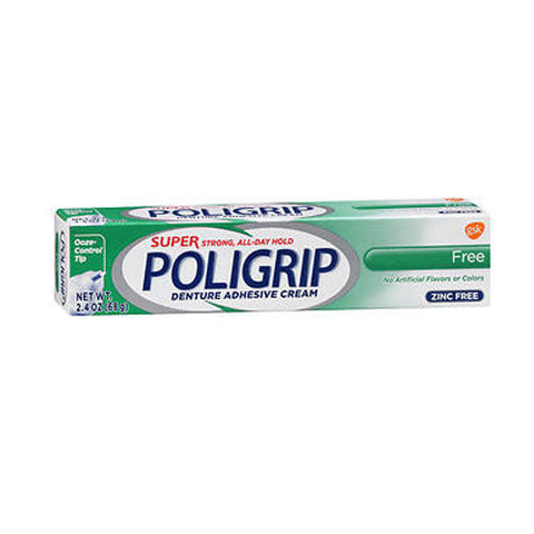 Super Poligrip, Denture Adhesive Cream Free, 2.4 Oz Super Poligrip