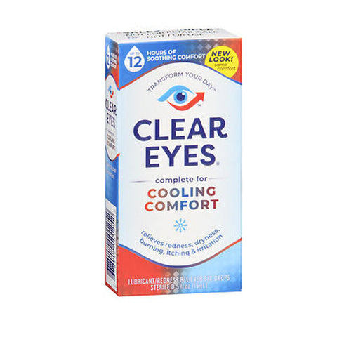 Clear Eyes, Complete For Cooling Comfort Eye Drops, 0.5 Oz Clear Eyes
