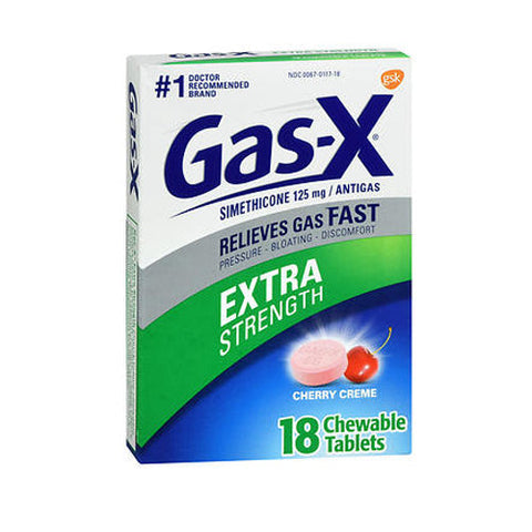 Gas-X, Simethicone Antigas Chewable Tablets Extra Strength Cherry Creme, 125 Mg, 18 Count Gas-X